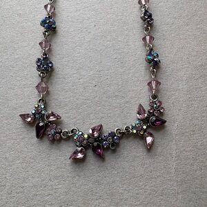 Purple and Silver Gemstone Necklace